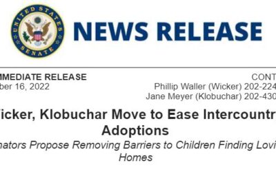 Wicker Klobuchar Move to Ease Intercountry Adoptions